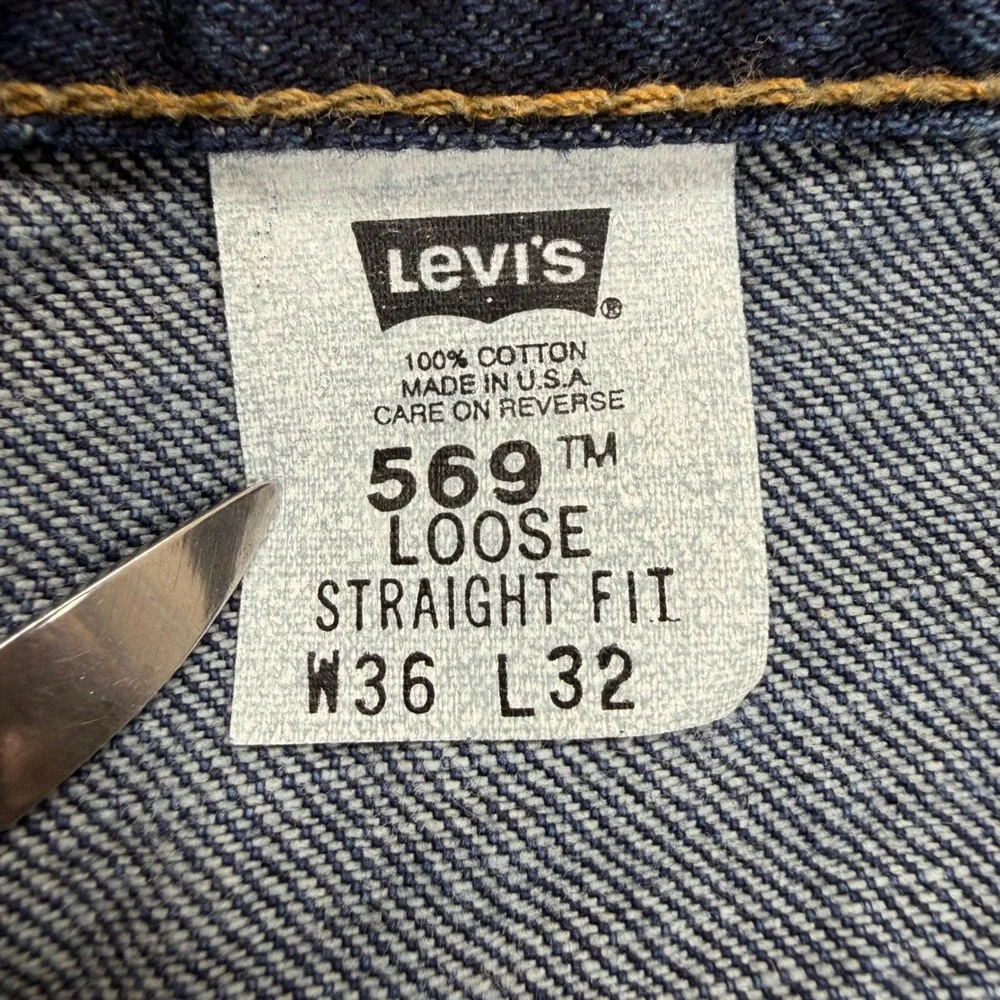 VTG Baggy 2000 Levis 569 Loose‎ Straight Fit Jeans Made in USA Mens 36x32 Blue